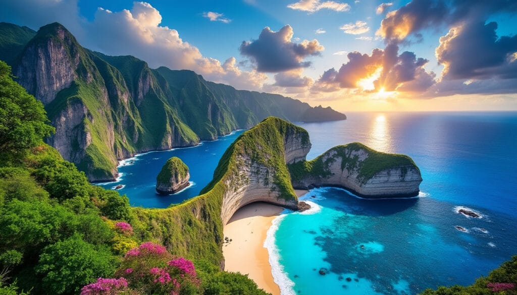 découvrez nusa penida, une île idyllique du bali indonésien. ce guide complet vous accompagne dans l'exploration de ses paysages à couper le souffle, de ses plages de rêve et de ses activités incontournables. préparez votre aventure sur cette destination paradisiaque et savourez la beauté naturelle unique de nusa penida.
