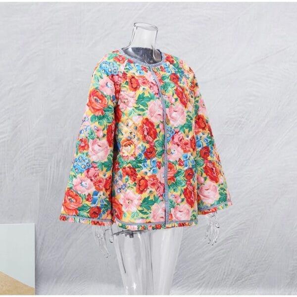 Veste Patchwork Floral en Coton Oversize avec Poches – Image 12