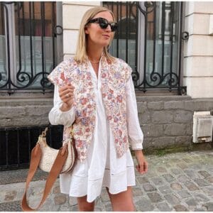 Veste Patchwork Chic en Tissus Multicolores - Style Décontracté et Oversize