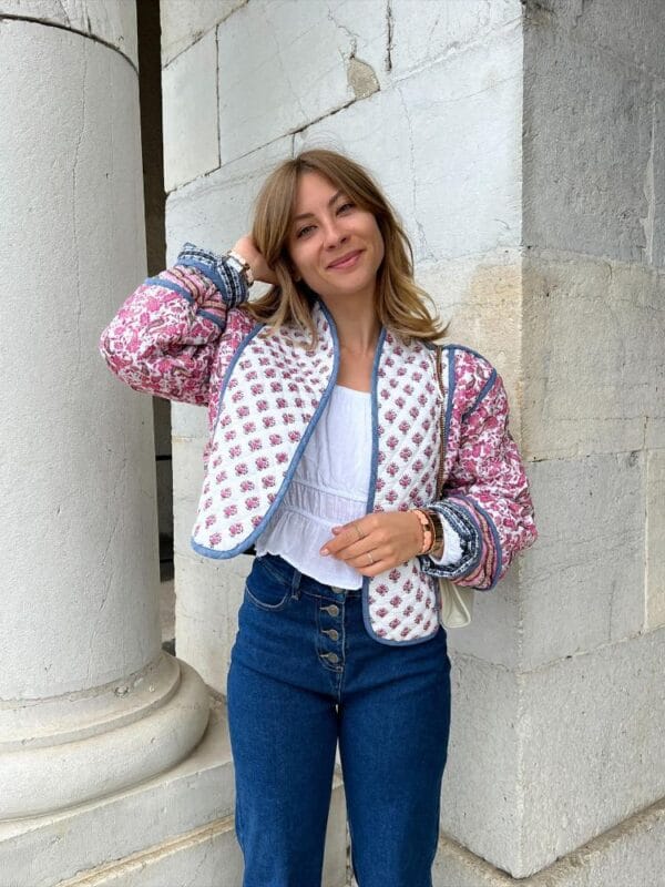 Veste Patchwork Traditionnelle en Coton avec Écussons Brodés