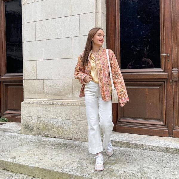 Veste Patchwork Couture Colorée en Coton avec Broderies – Image 3