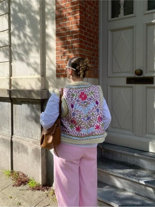 Veste Patchwork Sans Manche en Laine – Image 5