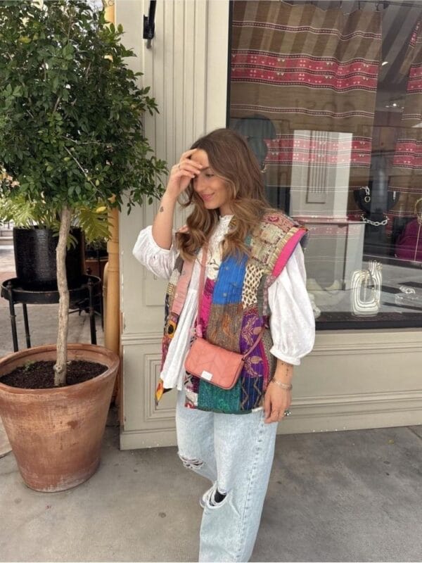Veste Patchwork Bohème Multicolore Motifs Variés en Coton Léger – Image 6