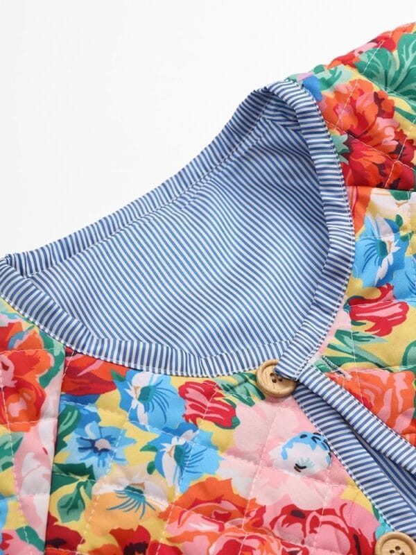 Veste Patchwork Floral en Coton Oversize avec Poches – Image 6