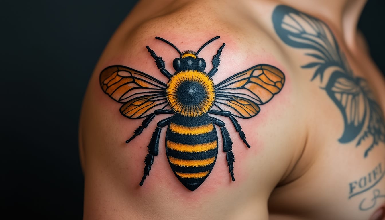 découvrez la signification symbolique et spirituelle du tatouage abeille : loyauté, travail en équipe, protection et connexion à la nature. inspirez-vous avant de choisir votre motif!