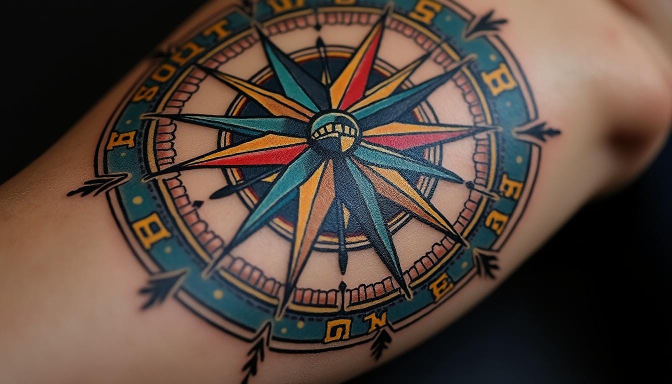 découvrez la signification profonde du tatouage rose des vents, un symbole d’orientation, de liberté et d’aventure, populaire chez les voyageurs et amoureux de nouveaux horizons.