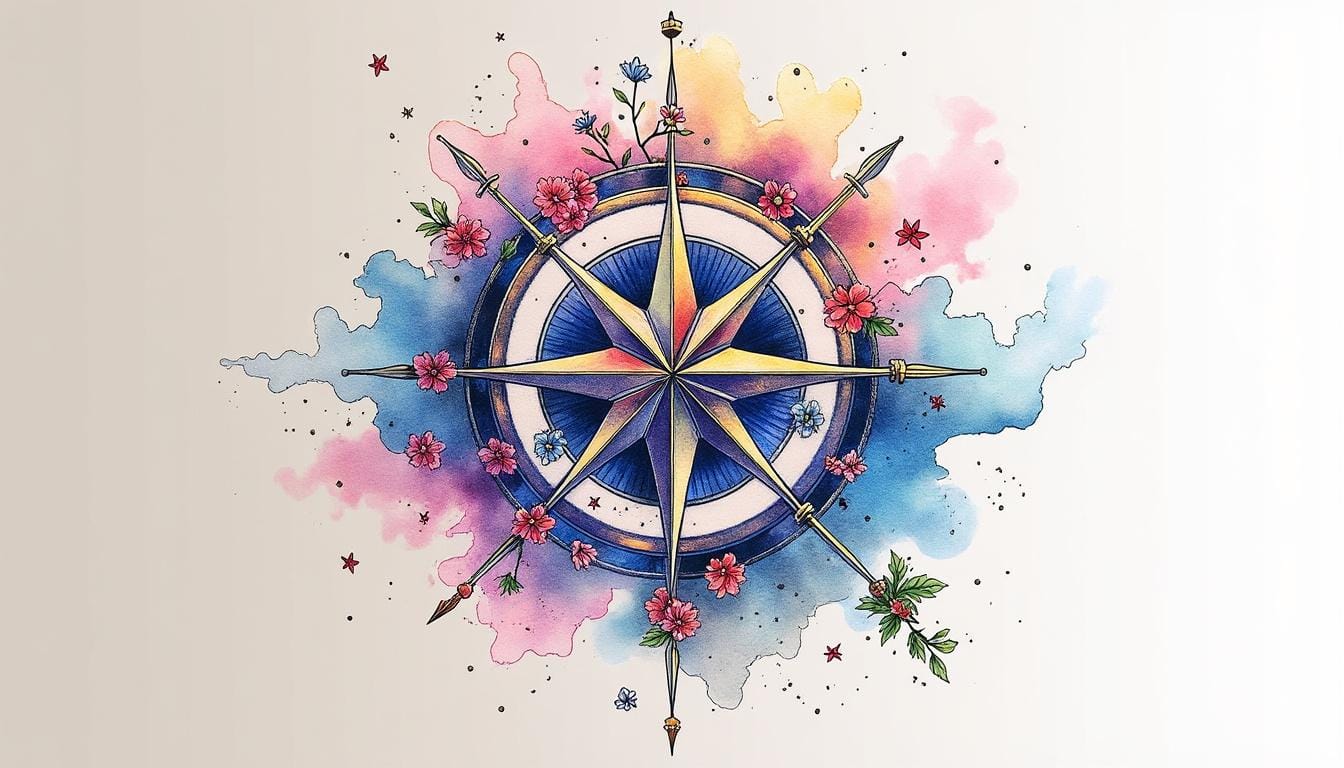découvrez la signification du tatouage rose des vents, symbole d’orientation, de guidance et d’aventure, inspirant les voyageurs à suivre leur propre chemin.