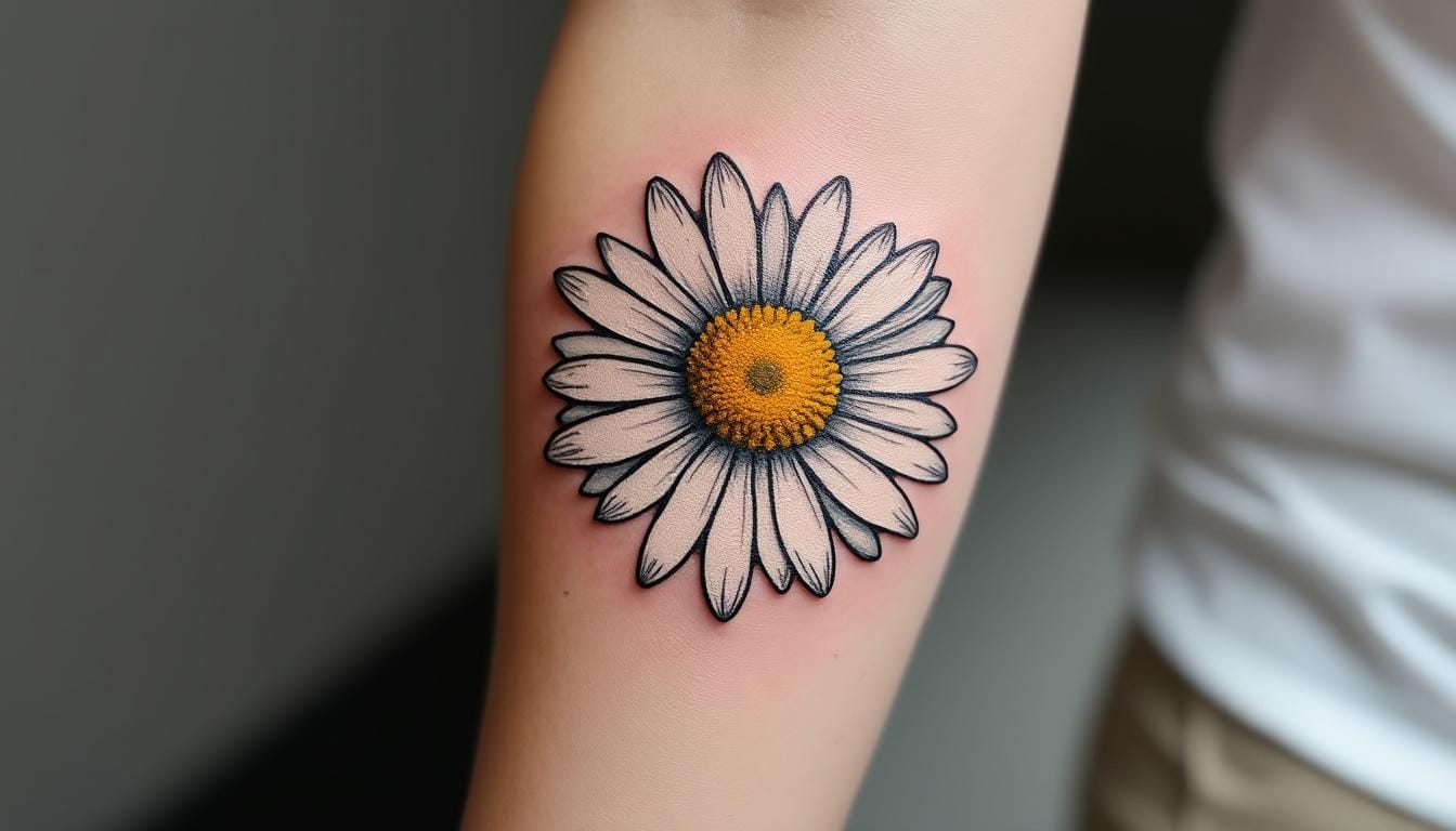 découvrez la signification profonde du tatouage marguerite, symbole de pureté, d'innocence et de renouveau, et explorez ses différentes interprétations culturelles et personnelles.